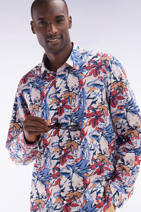 Chemise En Popeline De Coton Imprimé Tropical Nœud Papillon Coupe Droite Eden Park – Image 2