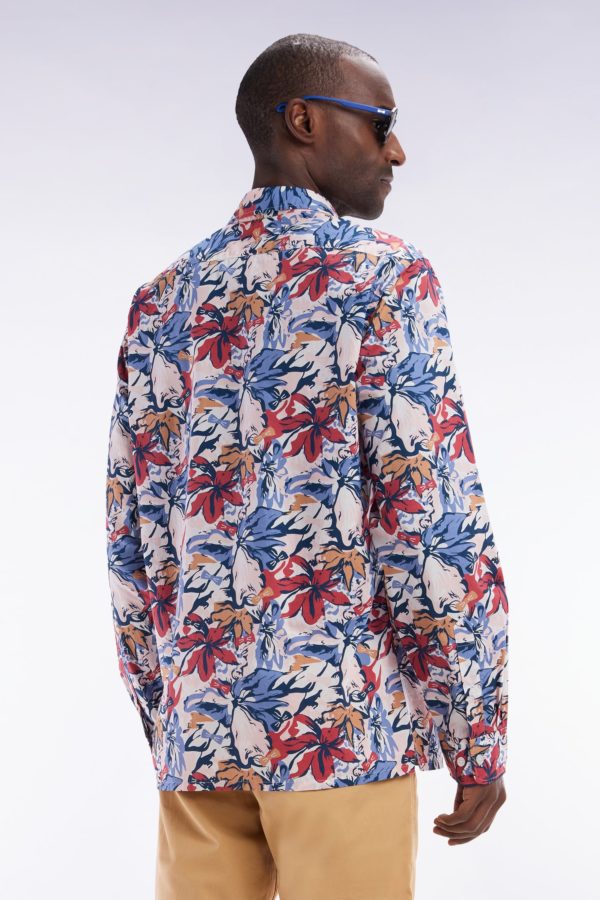 Chemise En Popeline De Coton Imprimé Tropical Nœud Papillon Coupe Droite Eden Park – Image 3