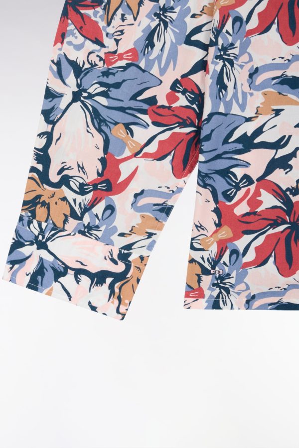 Chemise En Popeline De Coton Imprimé Tropical Nœud Papillon Coupe Droite Eden Park – Image 5