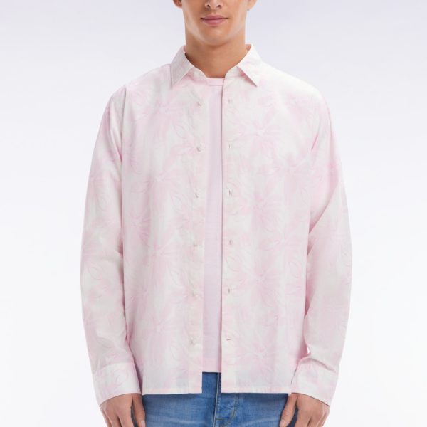 Chemise En Popeline De Coton Imprimé Nœud Papillon Rose Coupe Droite Eden Park