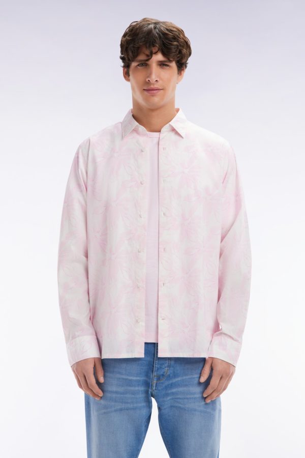 Chemise En Popeline De Coton Imprimé Nœud Papillon Rose Coupe Droite Eden Park