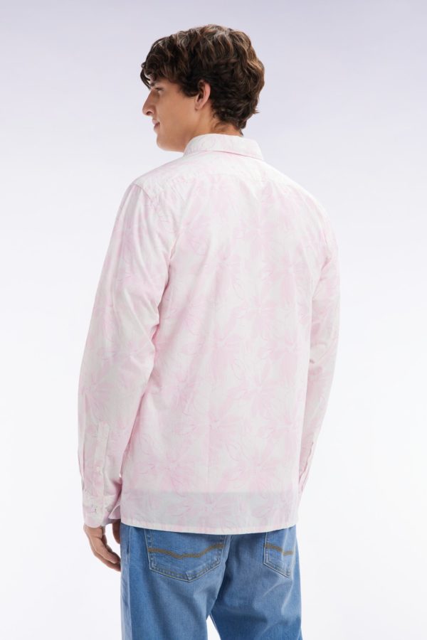 Chemise En Popeline De Coton Imprimé Nœud Papillon Rose Coupe Droite Eden Park – Image 3