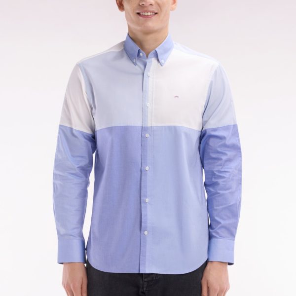 Chemise En Twill De Coton Bleu Foncé Coupe Droite Eden Park