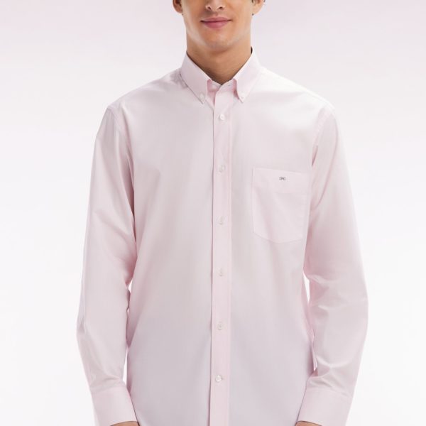 Chemise En Coton Rose Coudières Marine Coupe Droite Eden Park