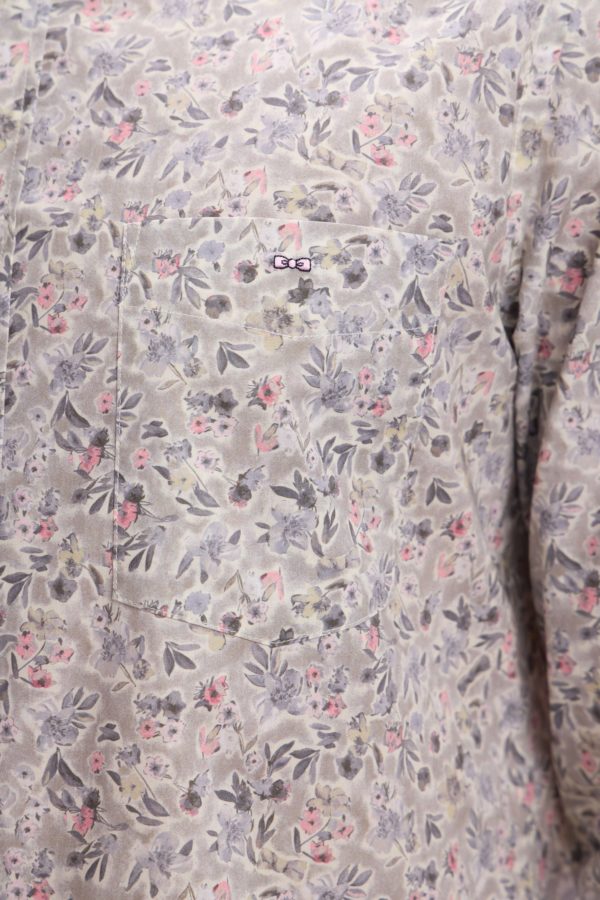 Chemise En Popeline De Coton Pima Kaki À Micromotif Floral Coupe Droite Eden Park – Image 4