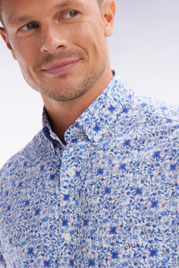 Chemise À Micromotifs En Coton Pima Ciel Coupe Droite Eden Park – Image 4