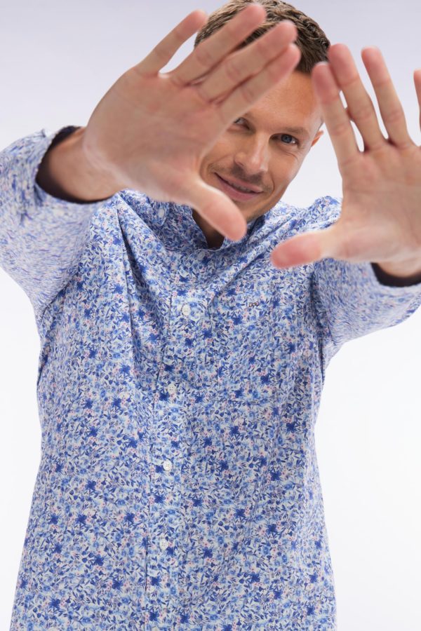 Chemise À Micromotifs En Coton Pima Ciel Coupe Droite Eden Park – Image 2