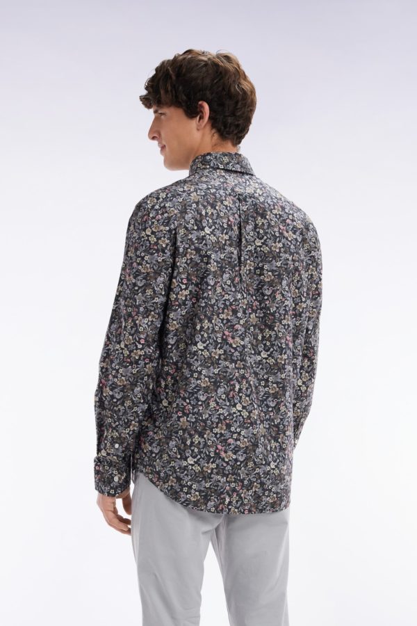 Chemise En Popeline De Coton Pima À Micro Imprimé Kaki Coupe Droite Eden Park – Image 3