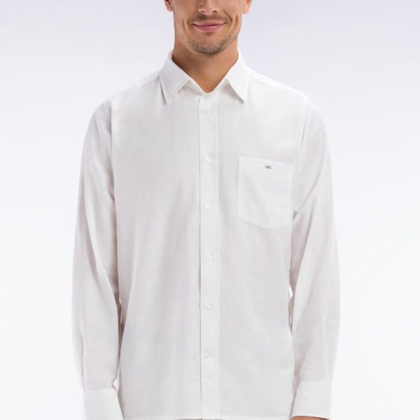 Chemise Unie À Poche Plaquée En Coton Blanc Eden Park