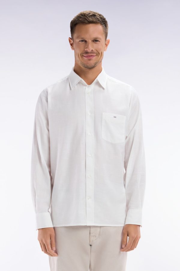 Chemise Unie À Poche Plaquée En Coton Blanc Eden Park