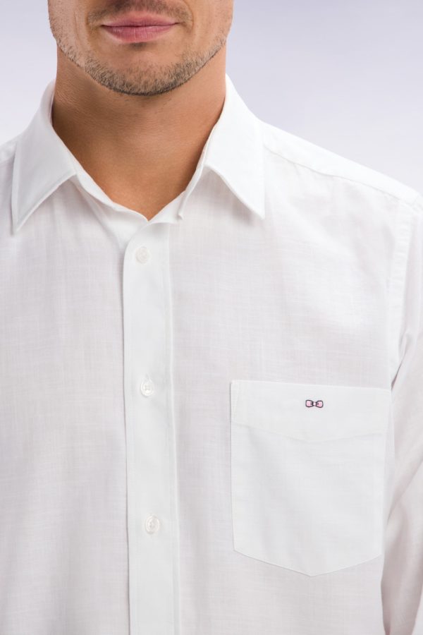 Chemise Unie À Poche Plaquée En Coton Blanc Eden Park – Image 4