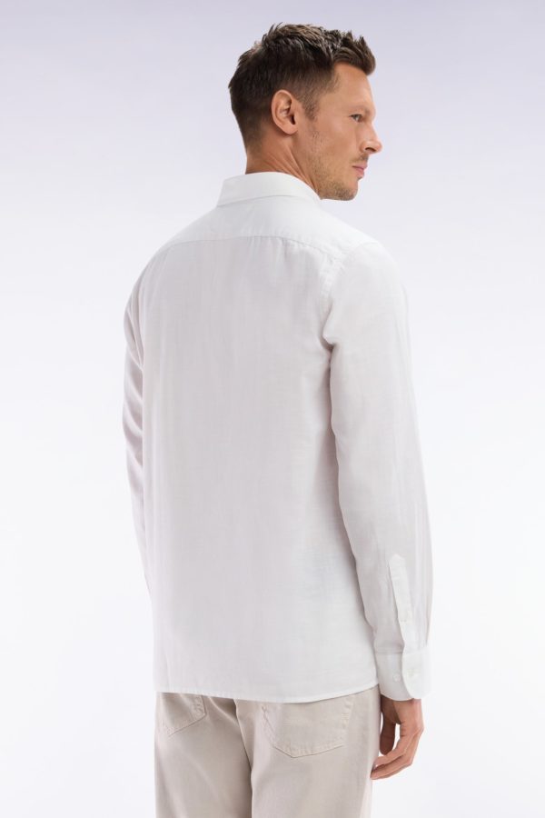 Chemise Unie À Poche Plaquée En Coton Blanc Eden Park – Image 3