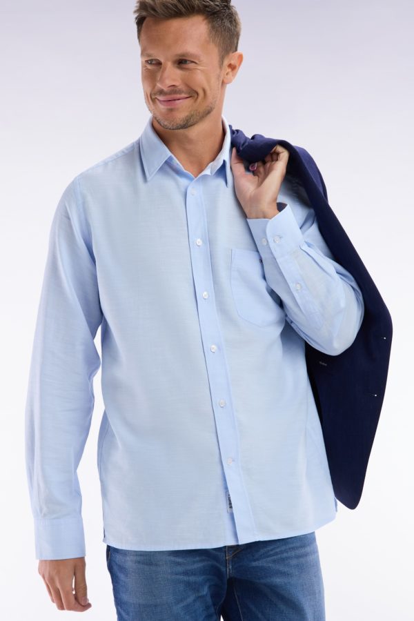 Chemise Unie À Poche Plaquée En Coton Ciel Eden Park – Image 2