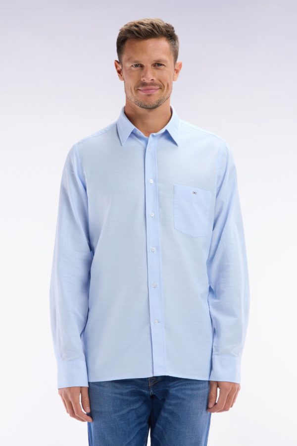 Chemise Unie À Poche Plaquée En Coton Ciel Eden Park