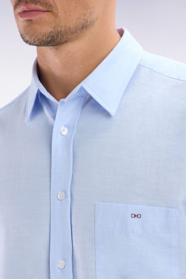 Chemise Unie À Poche Plaquée En Coton Ciel Eden Park – Image 4