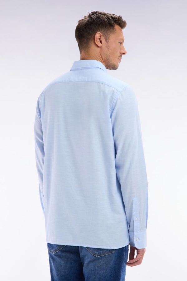 Chemise Unie À Poche Plaquée En Coton Ciel Eden Park – Image 3