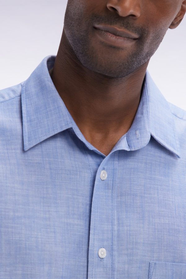 Chemise Unie À Poche Plaquée En Coton Gris Eden Park – Image 4
