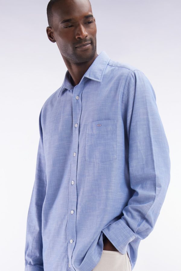 Chemise Unie À Poche Plaquée En Coton Gris Eden Park – Image 2