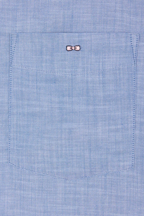 Chemise Unie À Poche Plaquée En Coton Gris Eden Park – Image 5
