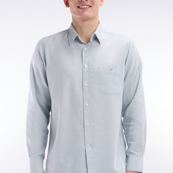 Chemise Unie À Poche Plaquée En Coton Gris Foncé Eden Park