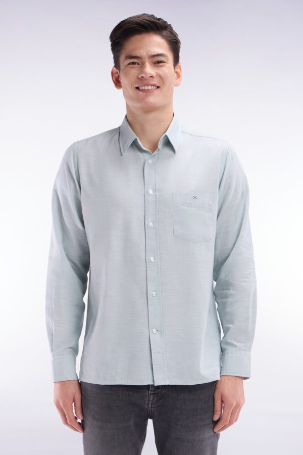 Chemise Unie À Poche Plaquée En Coton Gris Foncé Eden Park