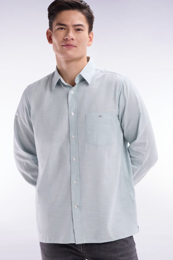 Chemise Unie À Poche Plaquée En Coton Gris Foncé Eden Park – Image 2
