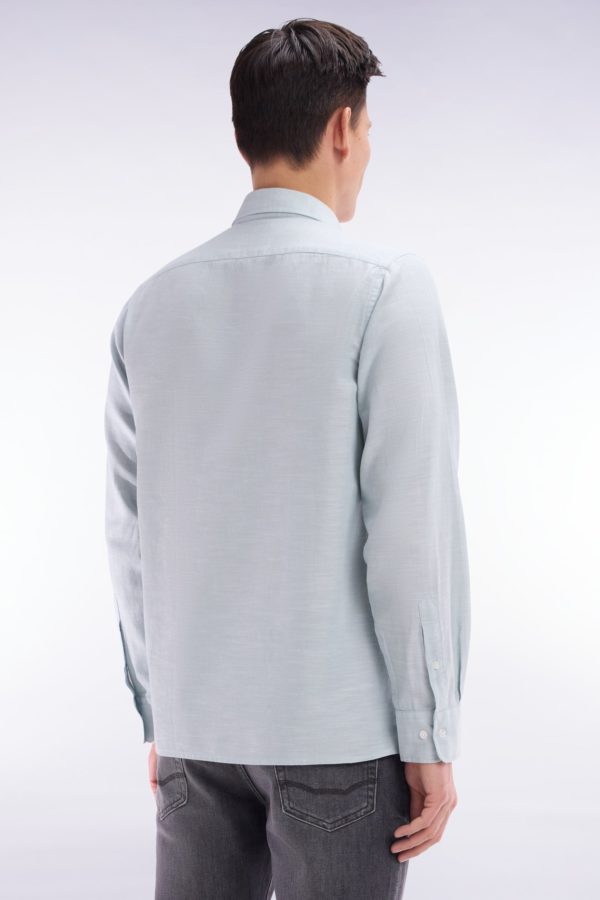 Chemise Unie À Poche Plaquée En Coton Gris Foncé Eden Park – Image 3