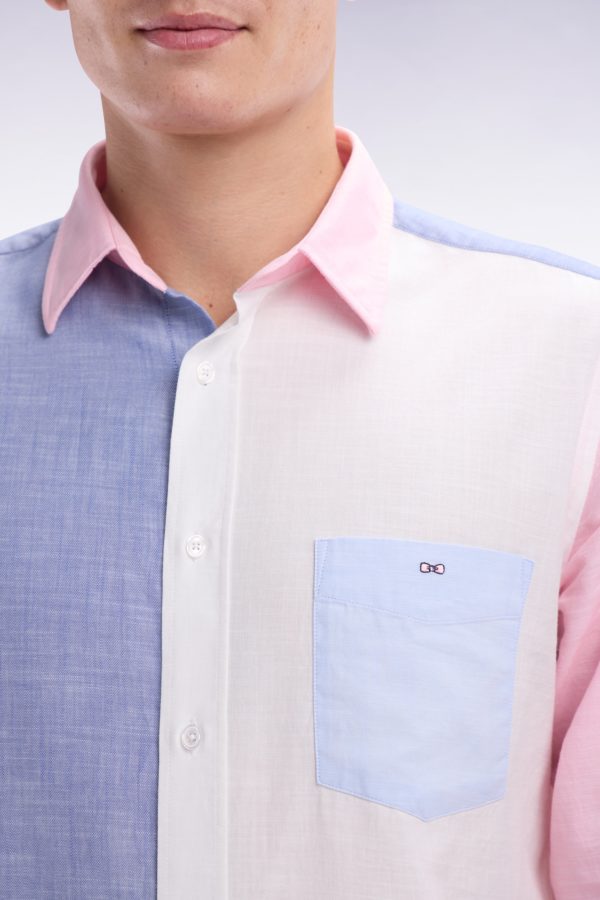 Chemise Colorblock Bleue Et Rose Coupe Droite Eden Park – Image 4