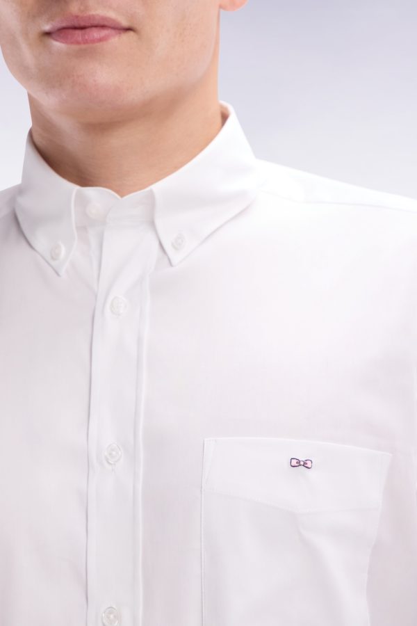 Chemise En Twill De Coton Blanc Unie Coupe Droite Eden Park – Image 4