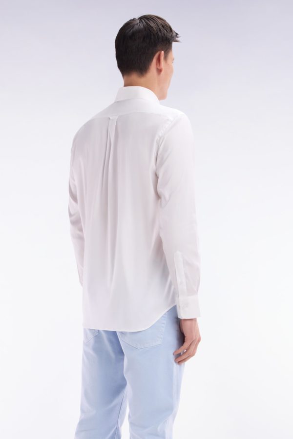 Chemise En Twill De Coton Blanc Unie Coupe Droite Eden Park – Image 3