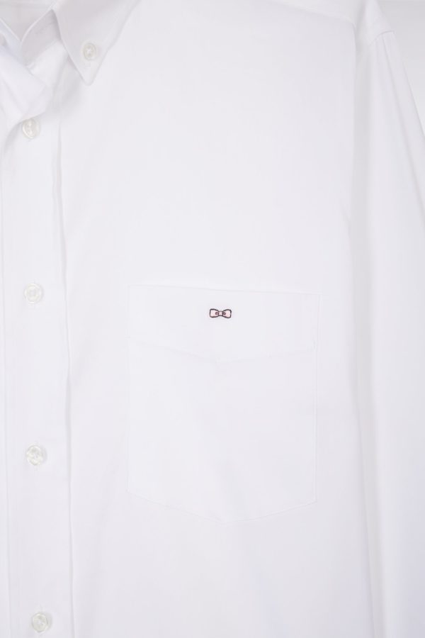 Chemise En Twill De Coton Blanc Unie Coupe Droite Eden Park – Image 5