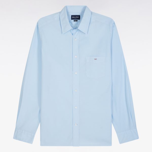 Chemise En Twill De Coton Ciel Unie Coupe Droite Eden Park
