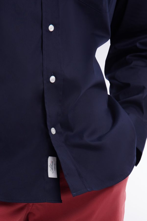 Chemise En Twill De Coton Marine Unie Coupe Droite Eden Park – Image 4