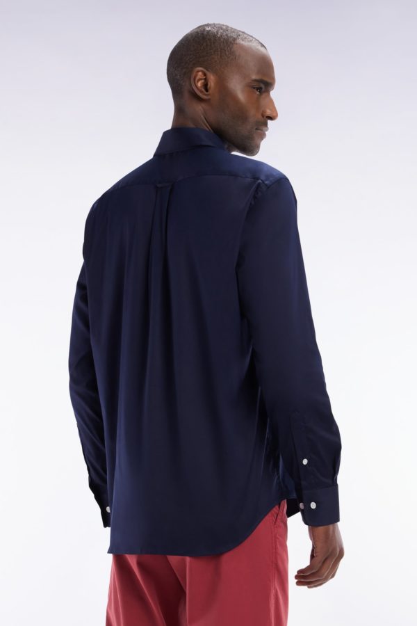 Chemise En Twill De Coton Marine Unie Coupe Droite Eden Park – Image 3