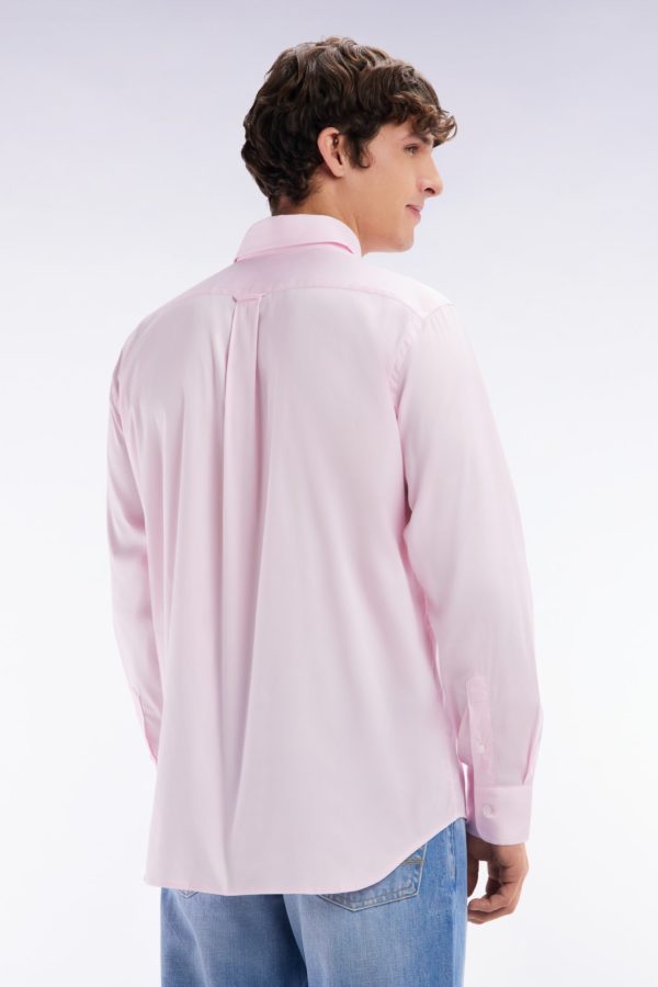Chemise En Twill De Coton Rose Unie Coupe Droite Eden Park – Image 3
