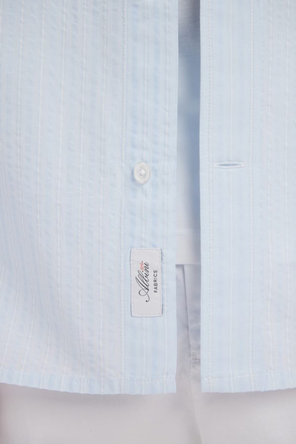 Chemise En Coton Seersucker Rayée Ciel Coupe Droite Eden Park – Image 3