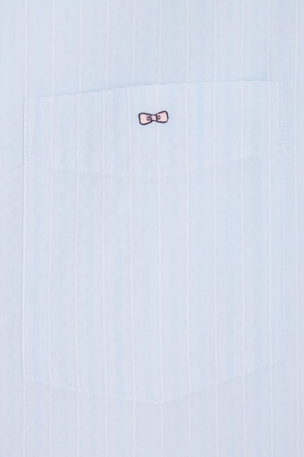 Chemise En Coton Seersucker Rayée Ciel Coupe Droite Eden Park – Image 4