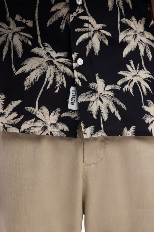 Chemise En Coton Noir À Imprimé Palmiers Coupe Droite Eden Park – Image 4