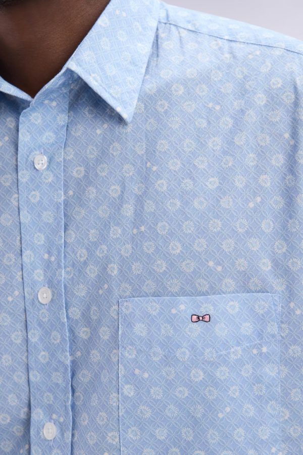 Chemise En Popeline De Coton Ciel Imprimé Blanc Coupe Droite Eden Park – Image 2