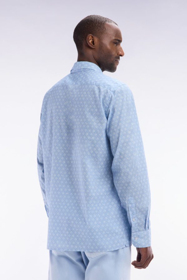 Chemise En Popeline De Coton Ciel Imprimé Blanc Coupe Droite Eden Park – Image 3