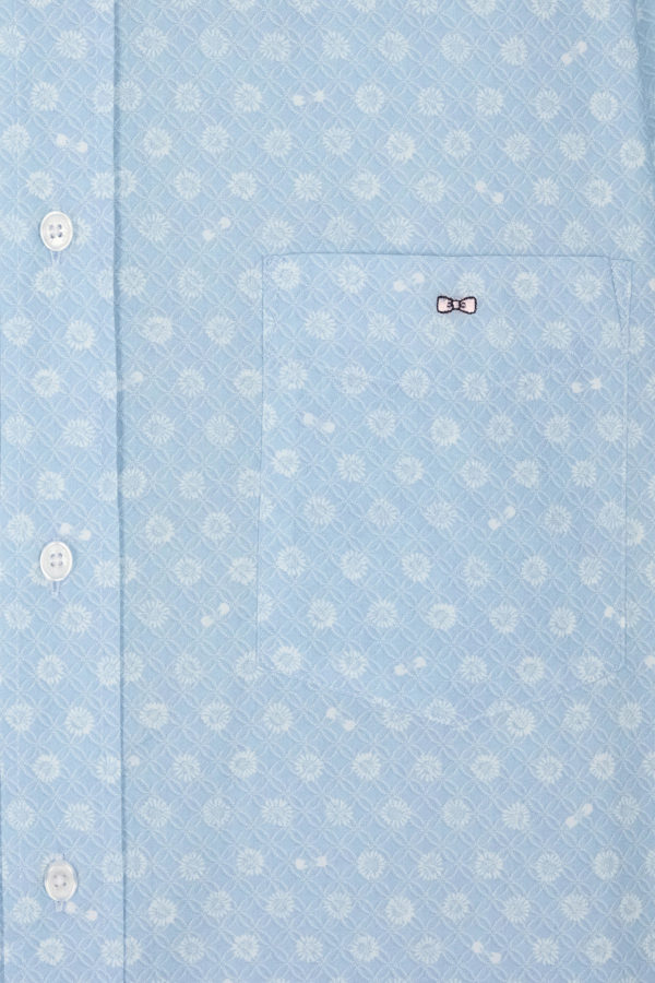 Chemise En Popeline De Coton Ciel Imprimé Blanc Coupe Droite Eden Park – Image 4