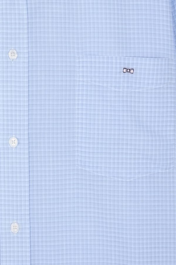 Chemise En Popeline De Coton À Microcarreaux Vichy Ciel Coupe Droite Eden Park – Image 5
