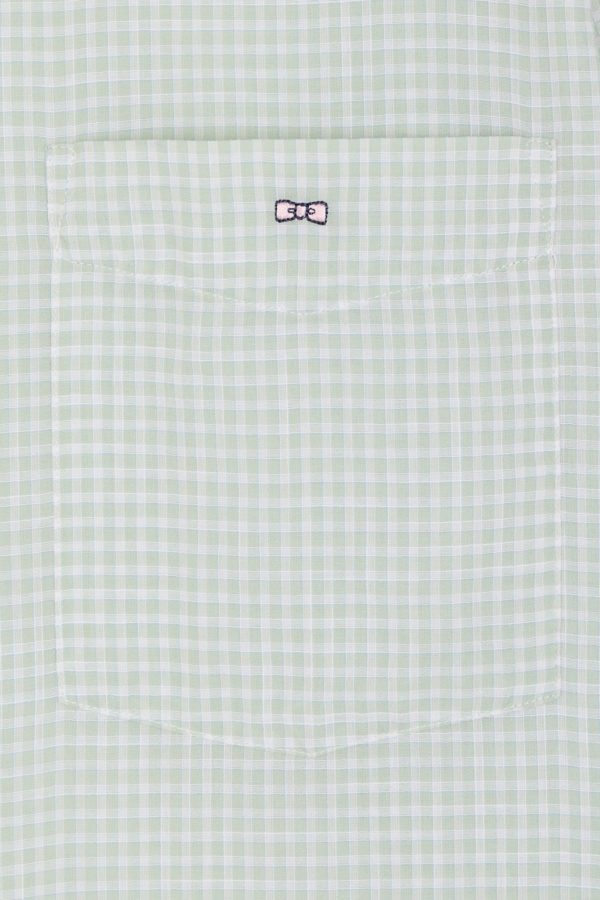 Chemise En Popeline De Coton À Microcarreaux Vichy Verts Coupe Droite Eden Park - Image 5