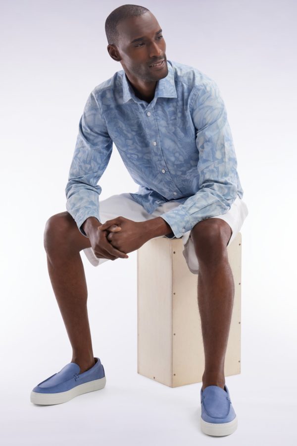 Chemise Imprimée En Chambray Gris Coupe Ajustée Eden Park – Image 2