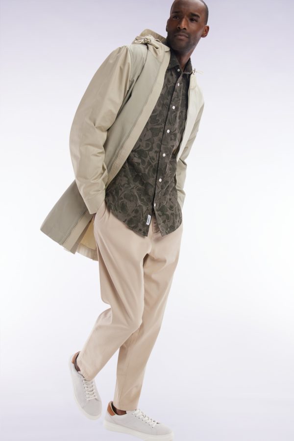 Chemise Imprimée En Lin Kaki Coupe Ajustée Eden Park – Image 2