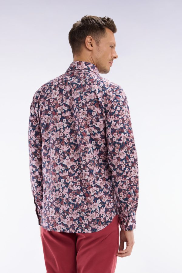 Chemise En Popeline De Coton À Imprimé Floral Bordeaux Coupe Droite Eden Park – Image 3