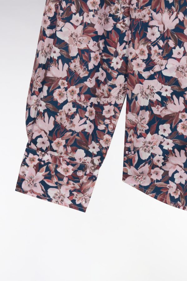 Chemise En Popeline De Coton À Imprimé Floral Bordeaux Coupe Droite Eden Park – Image 4