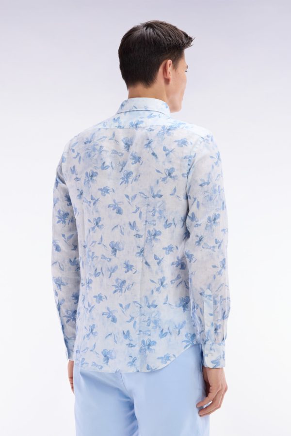 Chemise En Lin Ciel À Imprimé Floral Coupe Ajustée Eden Park – Image 4