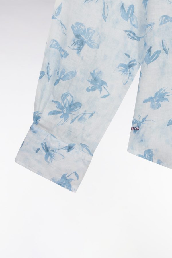 Chemise En Lin Ciel À Imprimé Floral Coupe Ajustée Eden Park – Image 5
