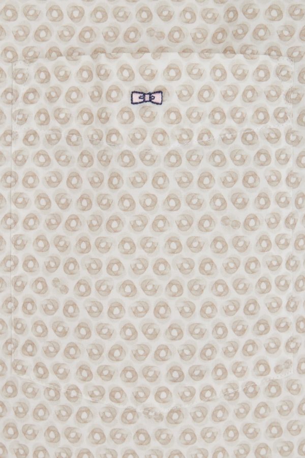 Chemise En Popeline De Coton À Microimprimé Graphique Beige Coupe Droite Eden Park – Image 5